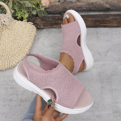👡 Sandales compensées en maille respirante pour femmes – légères et confortables