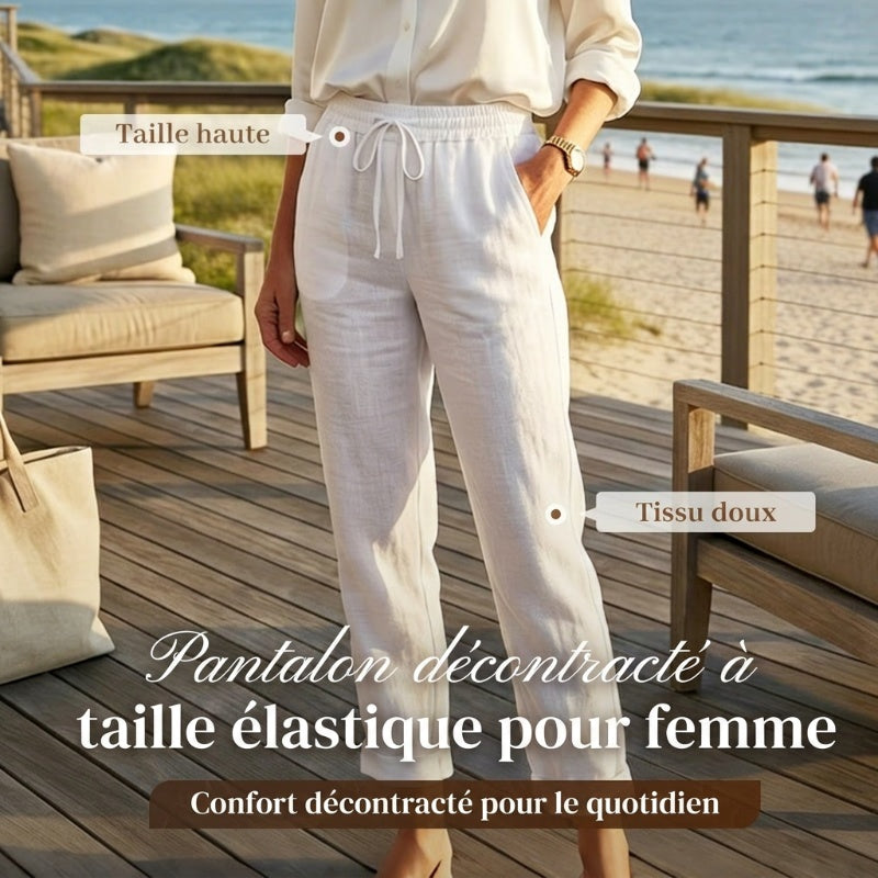 👖 Pantalon Décontracté à Jambe Droite – Coton & Lin Respirant, Taille Élastiquée & 6 Couleurs Disponibles 🌿👖