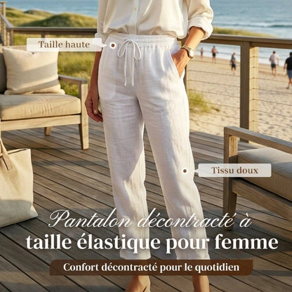 👖 Pantalon Décontracté à Jambe Droite – Coton & Lin Respirant, Taille Élastiquée & 6 Couleurs Disponibles 🌿👖