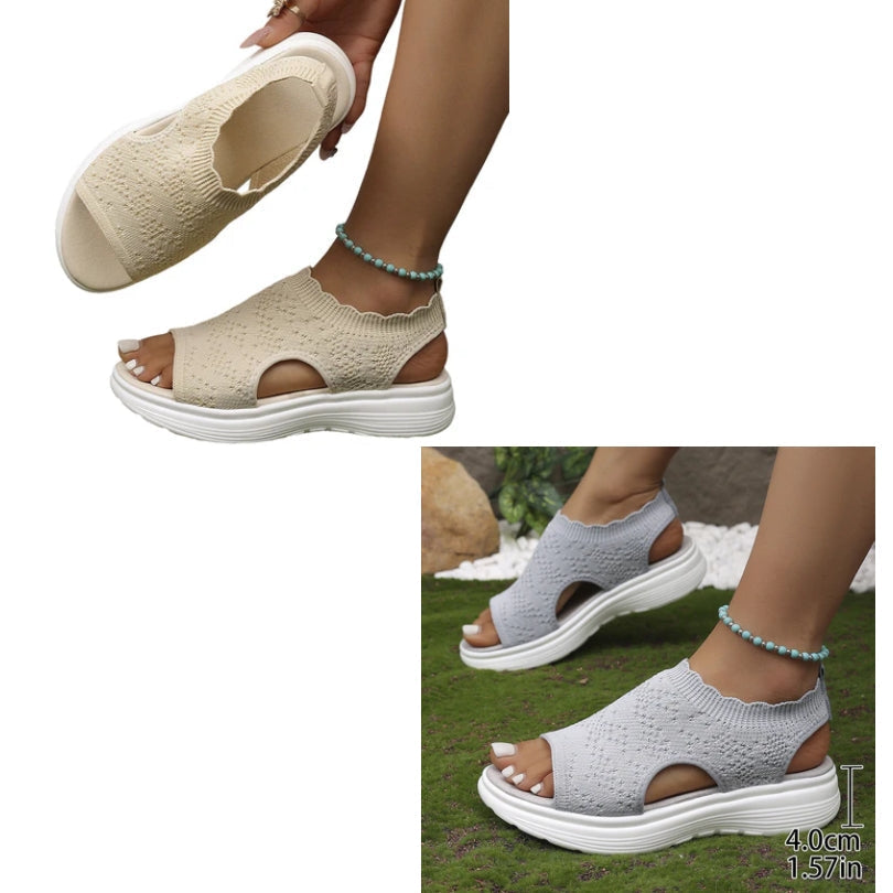 👡 Sandales compensées en maille respirante pour femmes – légères et confortables