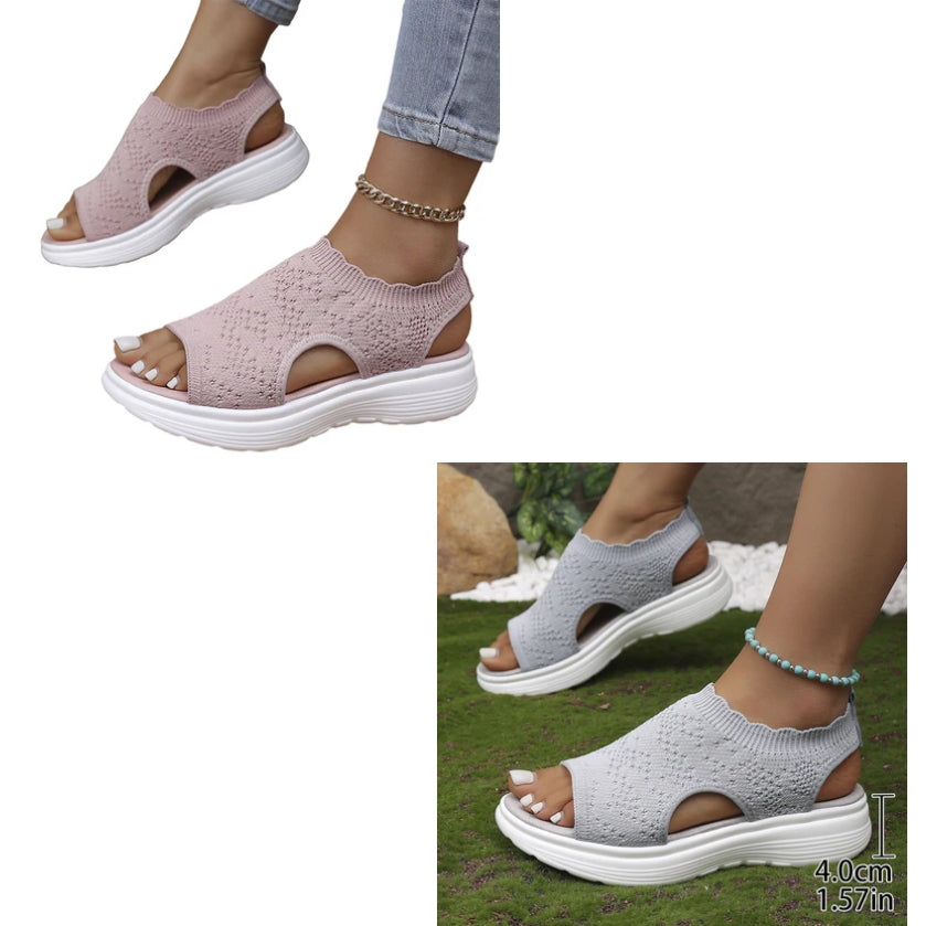 👡 Sandales compensées en maille respirante pour femmes – légères et confortables