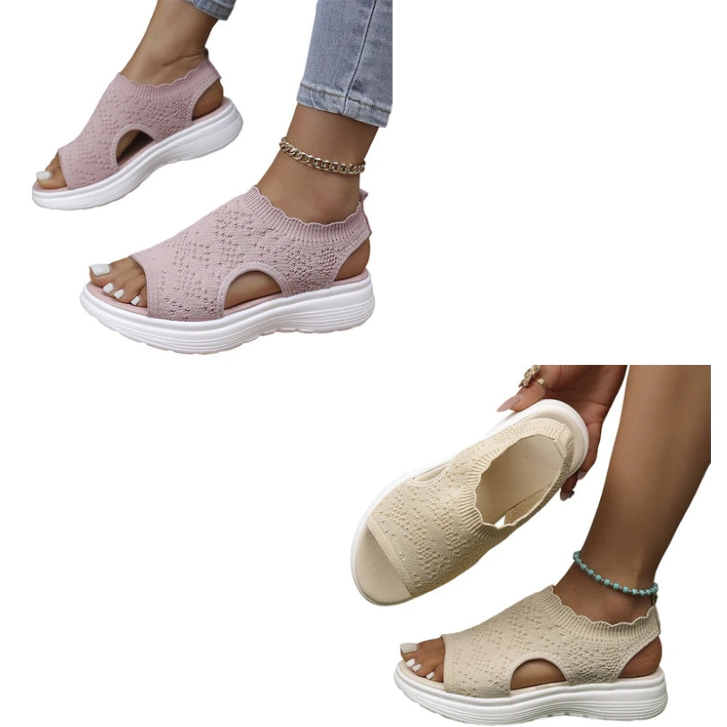 👡 Sandales compensées en maille respirante pour femmes – légères et confortables