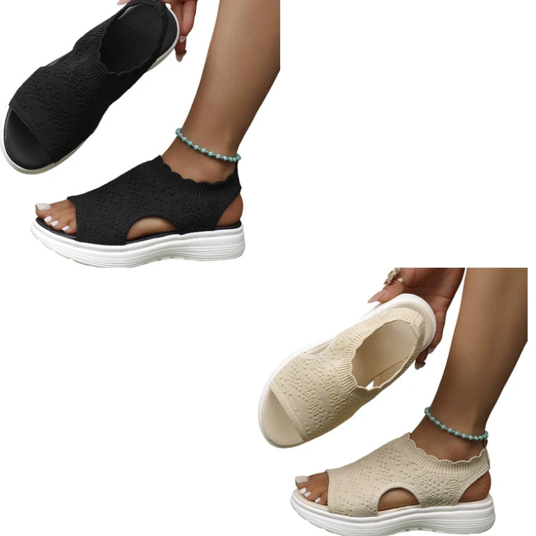 👡 Sandales compensées en maille respirante pour femmes – légères et confortables