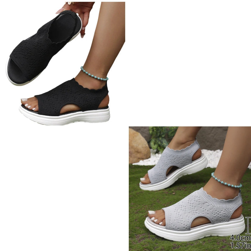 👡 Sandales compensées en maille respirante pour femmes – légères et confortables