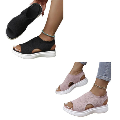 👡 Sandales compensées en maille respirante pour femmes – légères et confortables