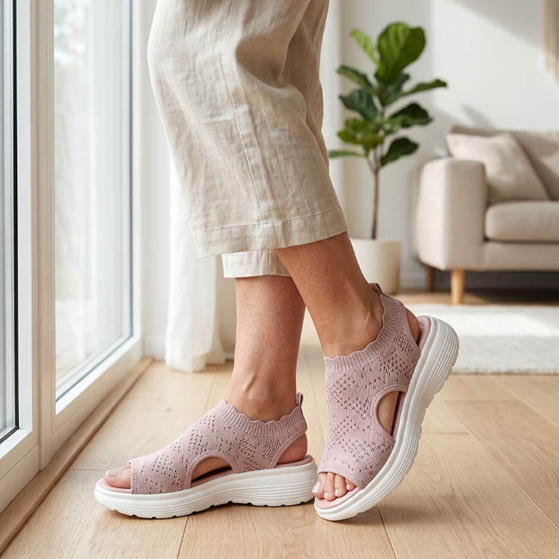 👡 Sandales compensées en maille respirante pour femmes – légères et confortables