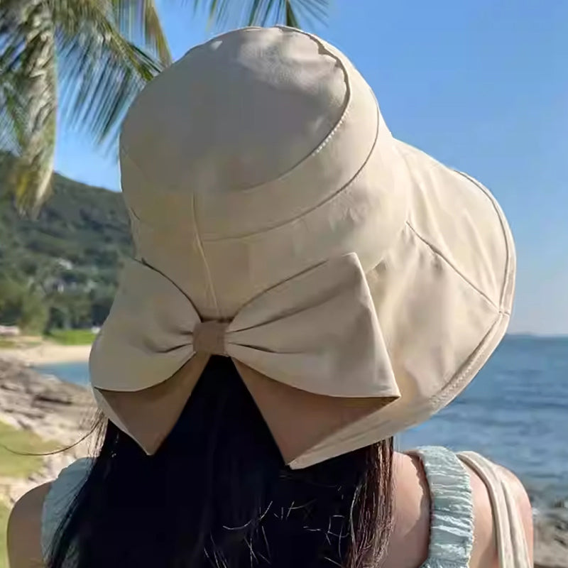 👒Capeline de Plage à Nœud – pliable, protection solaire à 360° 🎀