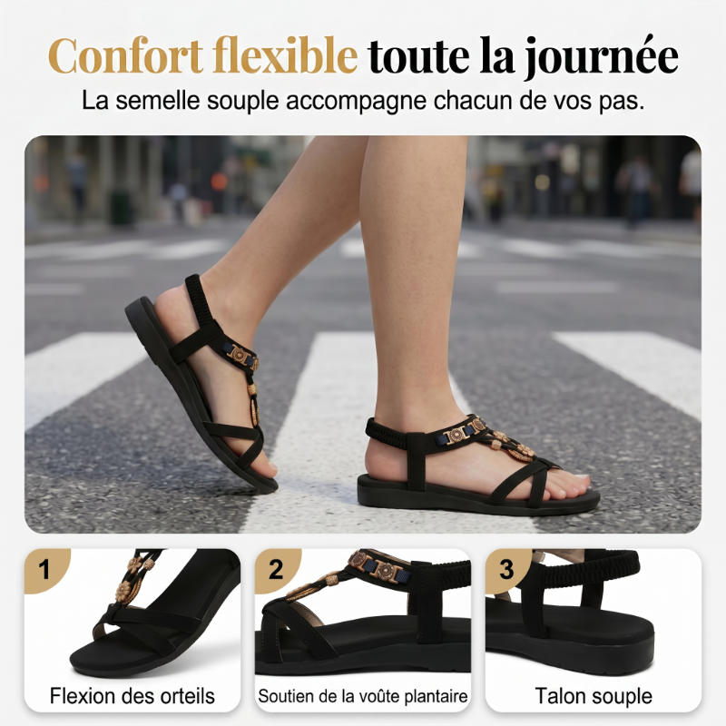 👡 Sandales Plates Respirantes à Bout Rond pour Femme – Légèreté & Style 🌸