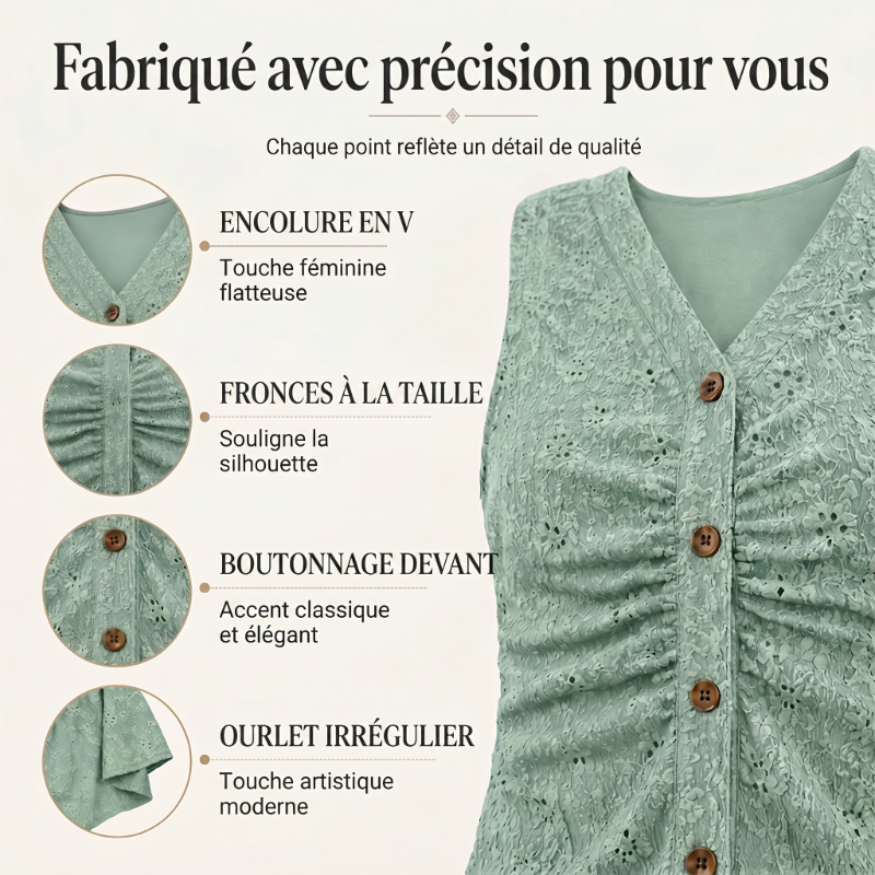 🔥DERNIER JOUR : 50 % DE RÉDUCTION🌞💃Robe midi à manches courtes et col en V, boutonnée, pour femme