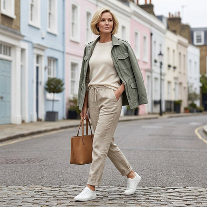 👖 Pantalon Décontracté à Jambe Droite – Coton & Lin Respirant, Taille Élastiquée & 6 Couleurs Disponibles 🌿👖