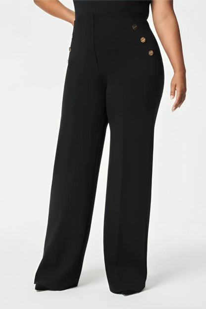 Mara | Pantalon Taille Haute à Boutons Dorés