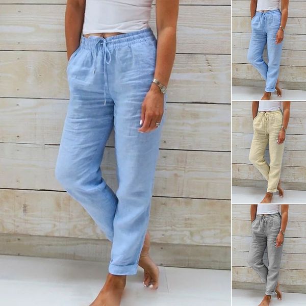 👖 Pantalon Décontracté à Jambe Droite – Coton & Lin Respirant, Taille Élastiquée & 6 Couleurs Disponibles 🌿👖