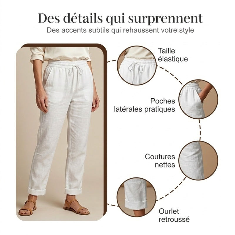 👖 Pantalon Décontracté à Jambe Droite – Coton & Lin Respirant, Taille Élastiquée & 6 Couleurs Disponibles 🌿👖