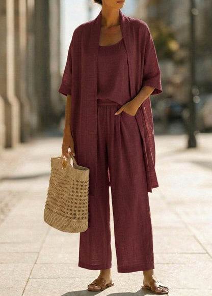 Abra | Ensemble Trois Pièces Minimaliste en Coton et Lin
