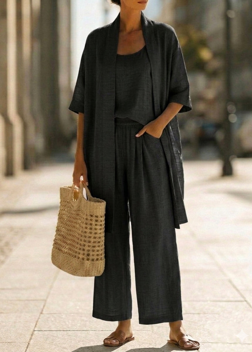 Abra | Ensemble Trois Pièces Minimaliste en Coton et Lin