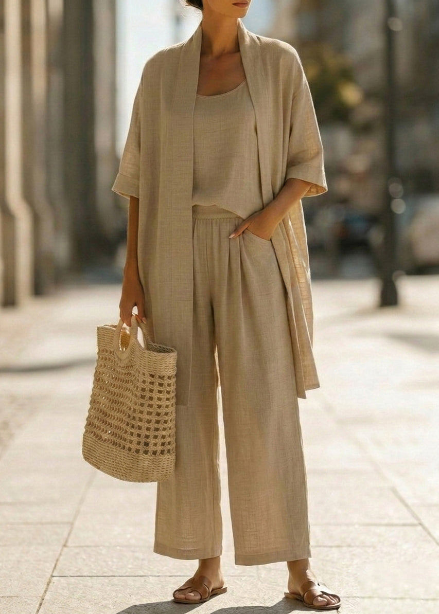 Abra | Ensemble Trois Pièces Minimaliste en Coton et Lin