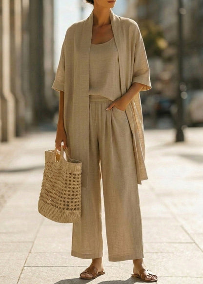 Abra | Ensemble Trois Pièces Minimaliste en Coton et Lin