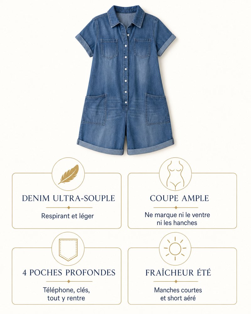 Combishort Capri en Denim