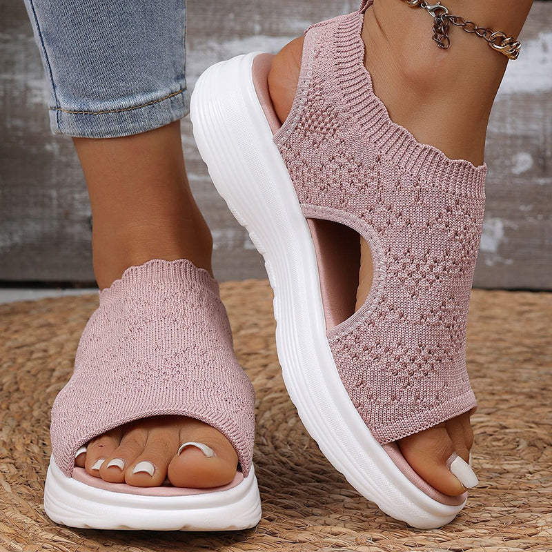 👡 Sandales compensées en maille respirante pour femmes – légères et confortables