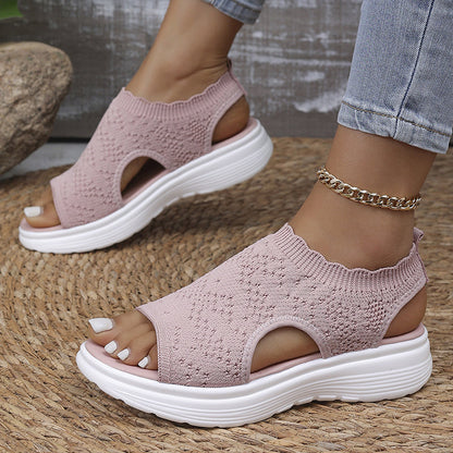 👡 Sandales compensées en maille respirante pour femmes – légères et confortables