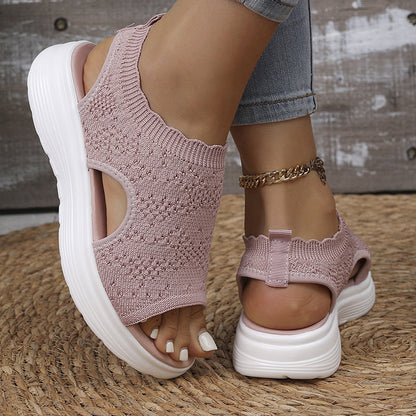 👡 Sandales compensées en maille respirante pour femmes – légères et confortables