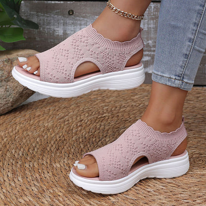 👡 Sandales compensées en maille respirante pour femmes – légères et confortables