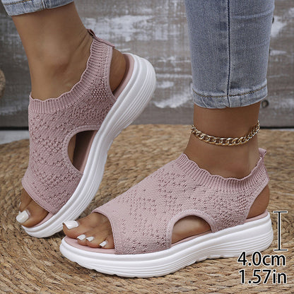 👡 Sandales compensées en maille respirante pour femmes – légères et confortables