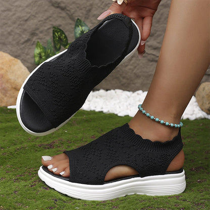 👡 Sandales compensées en maille respirante pour femmes – légères et confortables