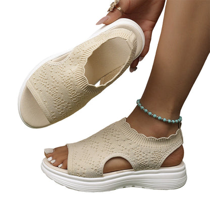 👡 Sandales compensées en maille respirante pour femmes – légères et confortables