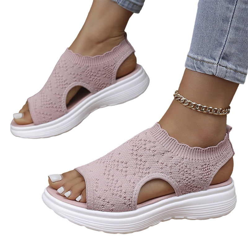 👡 Sandales compensées en maille respirante pour femmes – légères et confortables