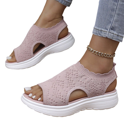 👡 Sandales compensées en maille respirante pour femmes – légères et confortables