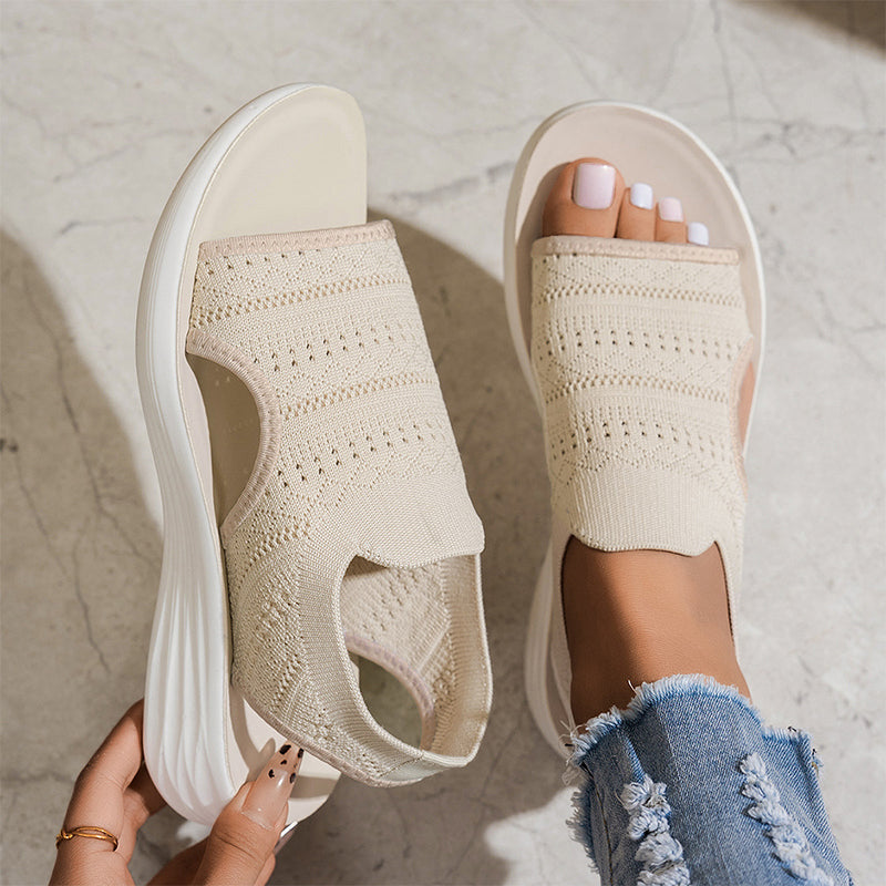 Sandales à plateforme en tricot respirant pour femme