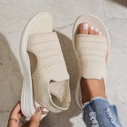 Sandales à plateforme en tricot respirant pour femme