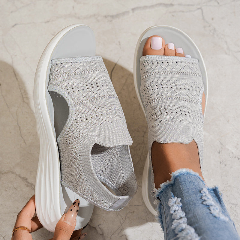 Sandales à plateforme en tricot respirant pour femme