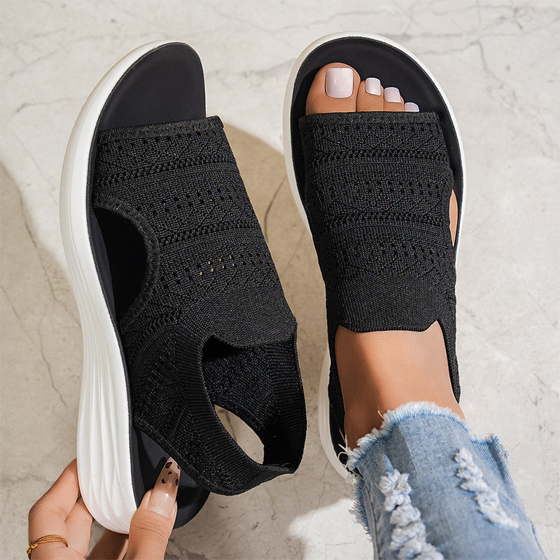 Sandales à plateforme en tricot respirant pour femme