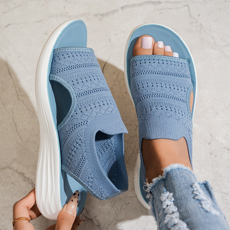 Sandales à plateforme en tricot respirant pour femme