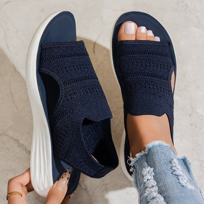 Sandales à plateforme en tricot respirant pour femme