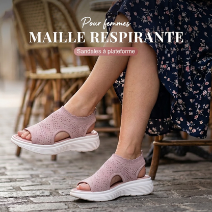 👡 Sandales compensées en maille respirante pour femmes – légères et confortables