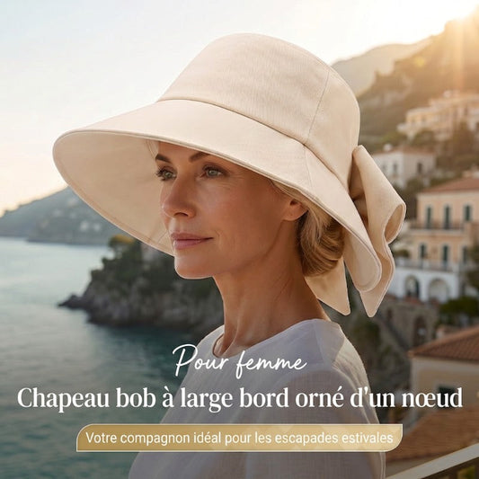 👒Capeline de Plage à Nœud – pliable, protection solaire à 360° 🎀