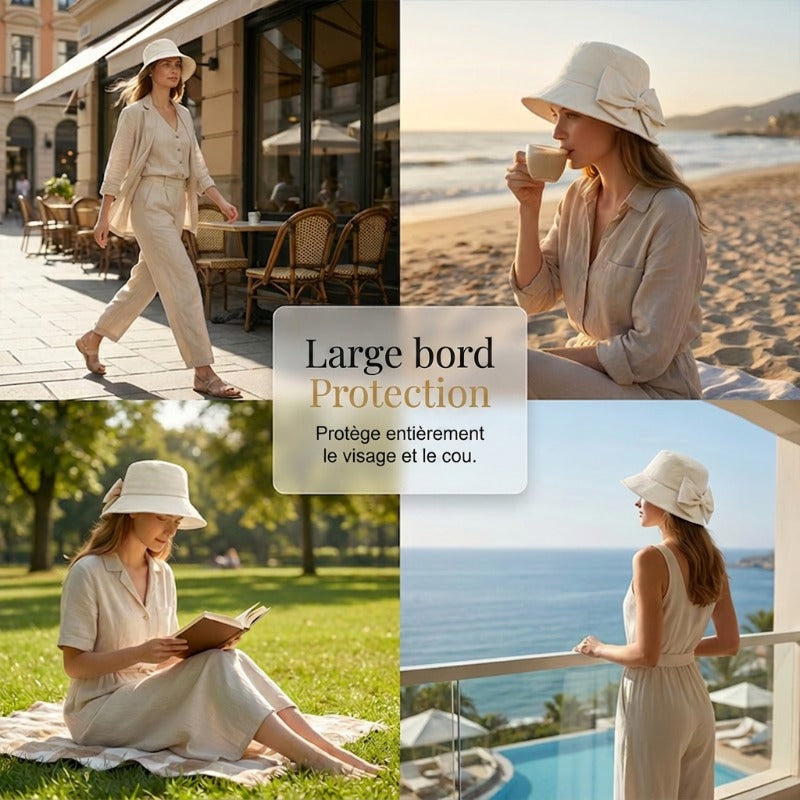 👒Capeline de Plage à Nœud – pliable, protection solaire à 360° 🎀