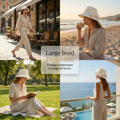 👒Capeline de Plage à Nœud – pliable, protection solaire à 360° 🎀