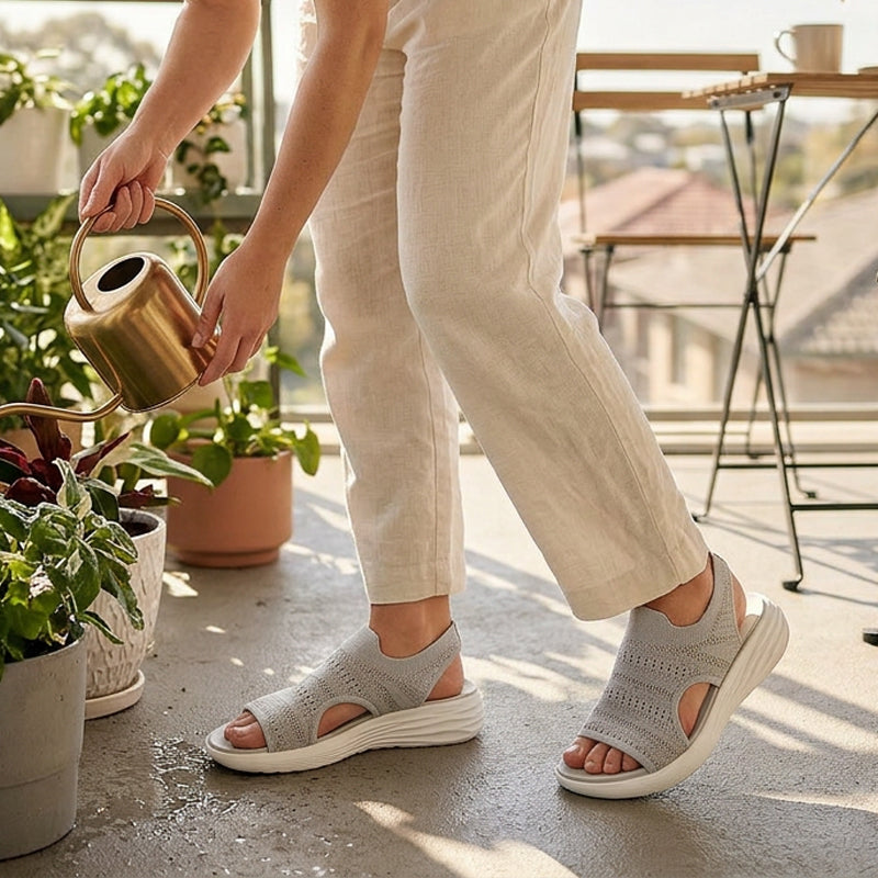 Sandales à plateforme en tricot respirant pour femme