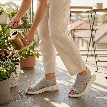 Sandales à plateforme en tricot respirant pour femme