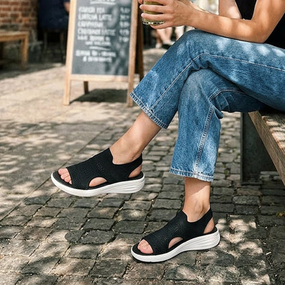 Sandales à plateforme en tricot respirant pour femme