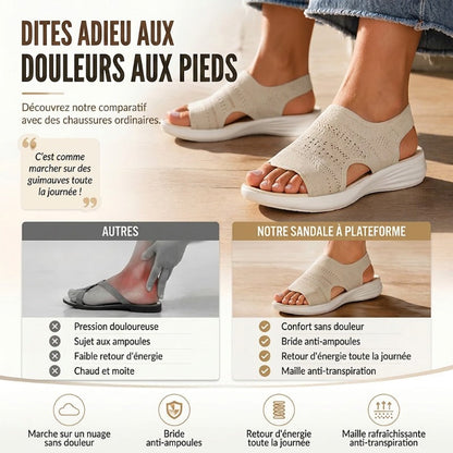 Sandales à plateforme en tricot respirant pour femme